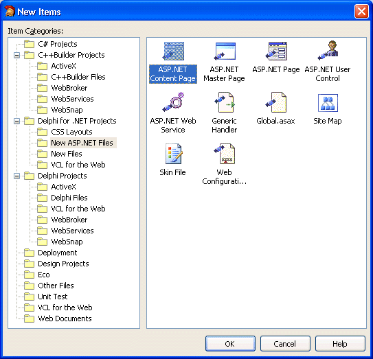 Object Repository � New ASP.NET Files